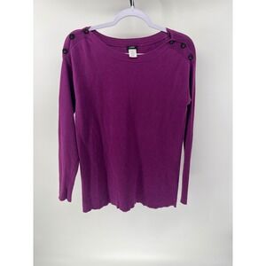 J.Crew Magenta Purple Pima Cotton Wool Boatneck Button Shoulder Sweater XS